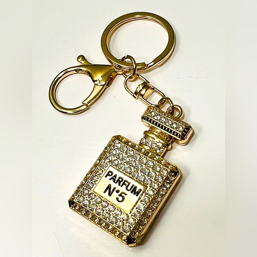 Gold Crystal Parfum N°5 Keychain/Bag Charm